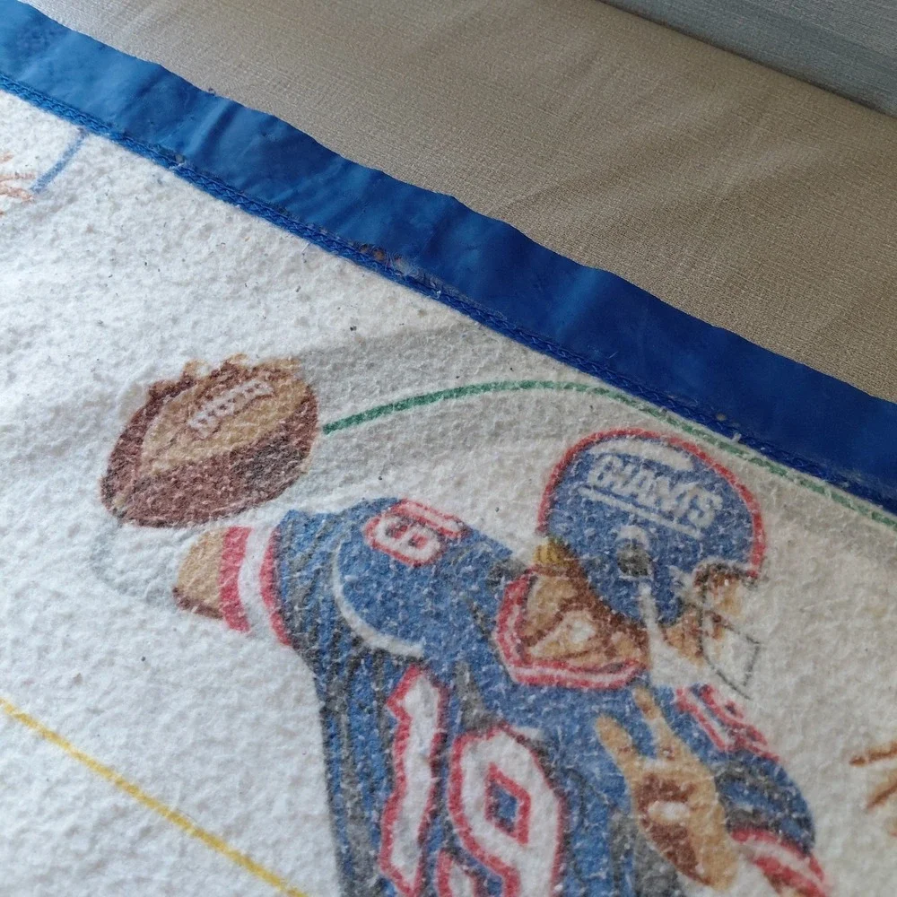 Vintage Fleece Blanket NFL Football Teams All Over Graphic Print Made in USA